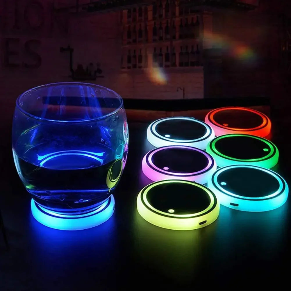 Universal LED Car Cup Holder Light – Multi-Color Changes, Rechargeable, Waterproof, and Anti-Slip Coaster