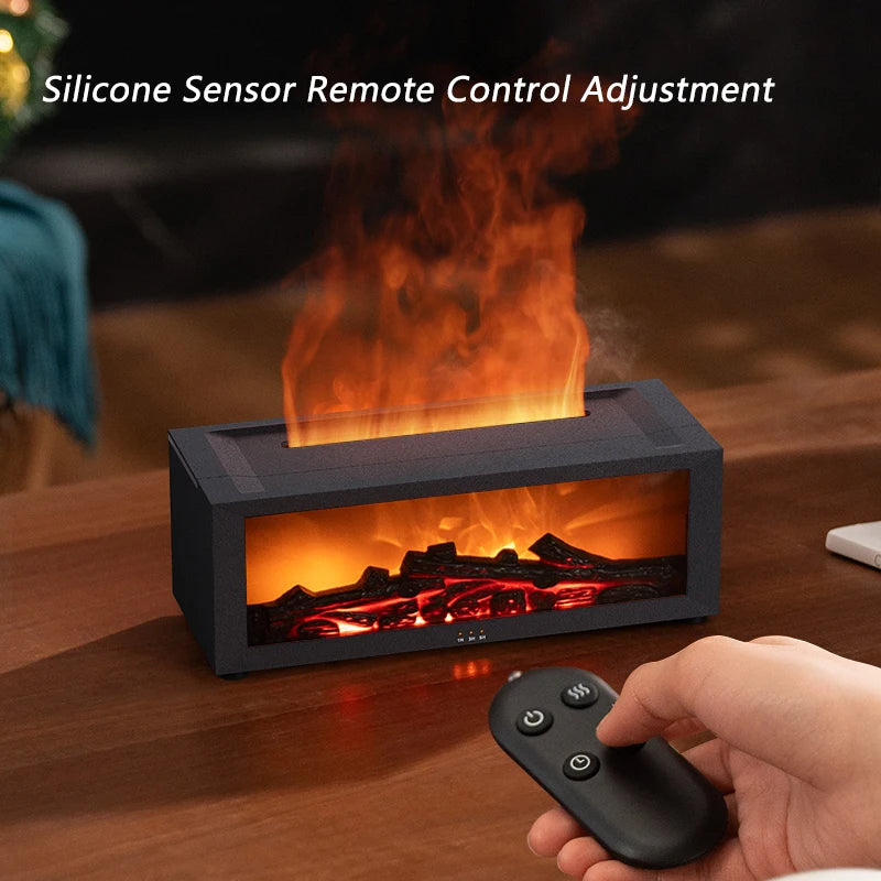 Ambient Flame Fireplace Diffuser - Adds Moisture, Comfort, & Aesthetic Aromatherapy 150ML Cool Mist Humidifier with Multiple Mist Mode