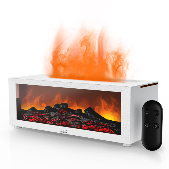 Ambient Flame Fireplace Diffuser - Adds Moisture, Comfort, & Aesthetic Aromatherapy 150ML Cool Mist Humidifier with Multiple Mist Mode