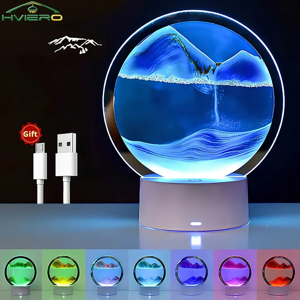 VibeShift™ LED Quicksand Lamp – Mesmerizing 3D Sand Art for Chill Room Aesthetics