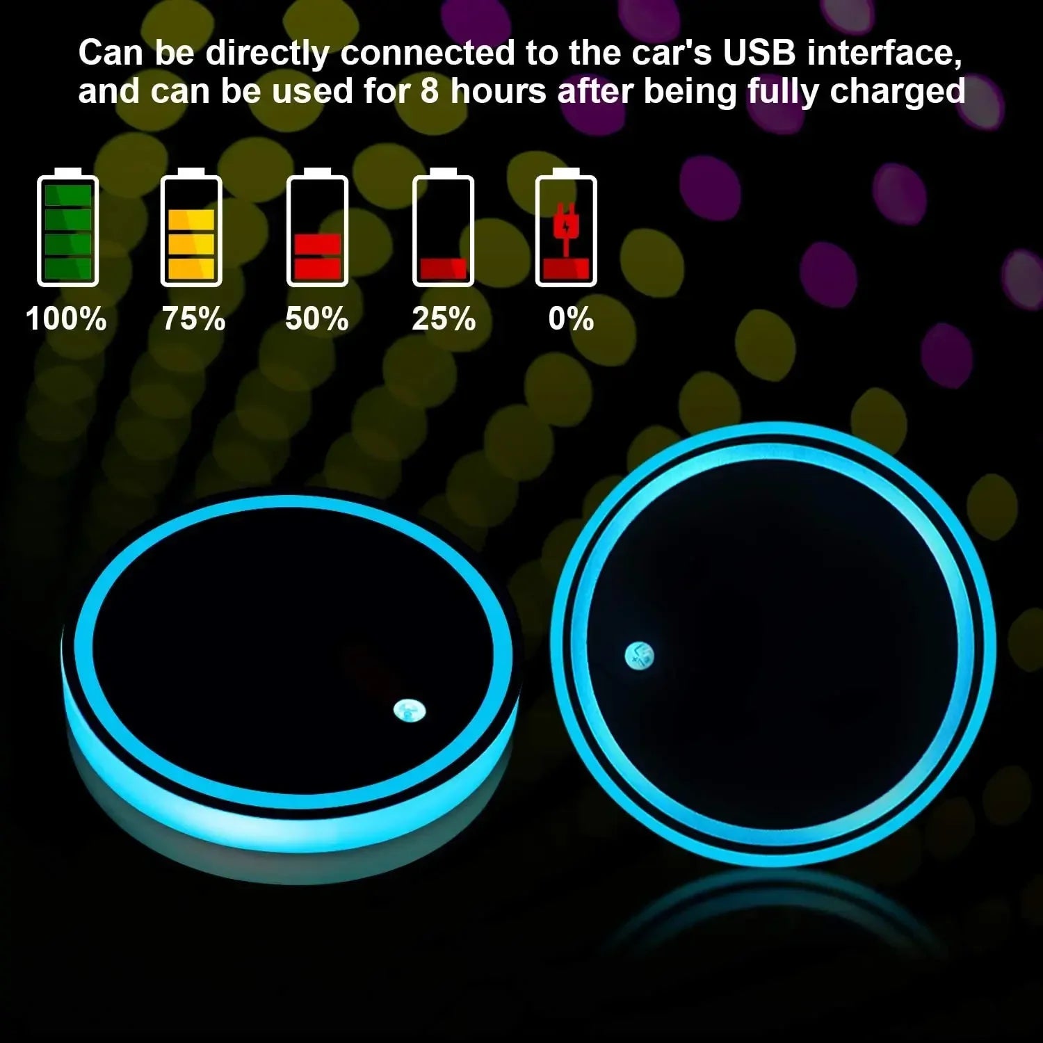 Universal LED Car Cup Holder Light – Multi-Color Changes, Rechargeable, Waterproof, and Anti-Slip Coaster