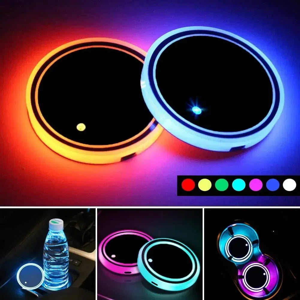 Universal LED Car Cup Holder Light – Multi-Color Changes, Rechargeable, Waterproof, and Anti-Slip Coaster
